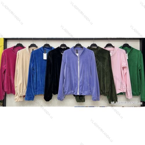 Women's Long Sleeve Velvet Bomber Jacket (S/M ONE SIZE) ITALIAN FASHION IMWB22237