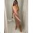 Women's long summer satin strapless dress (S / M ONE SIZE) ITALIAN FASHION IMWB222457 Pink dark S/M