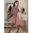 Šaty košilové dlouhý 3/4 rukávem dámské s kapsou tenké (uni s/m) ITALSKÁ MÓDA IM322IVE Pink dark S/M