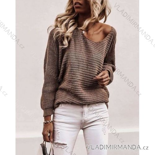 Women's long sleeve sweater (uni s / m) ITALIAN FASHION TM922STAR Brown M / L