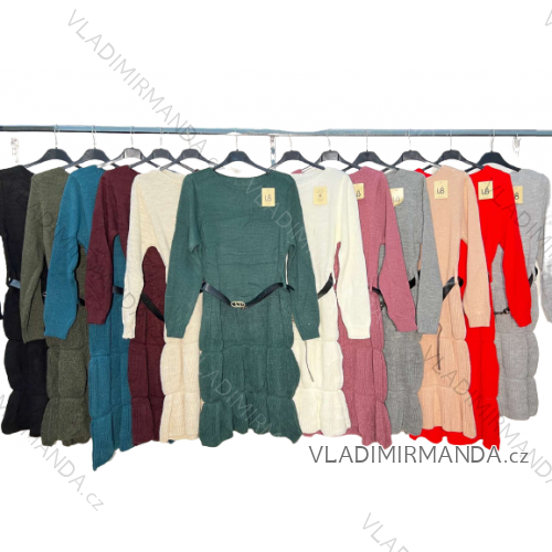 Women's Warm Long Sleeve Dress (L / XL ONE SIZE) ITALIAN FASHION IM421MIA