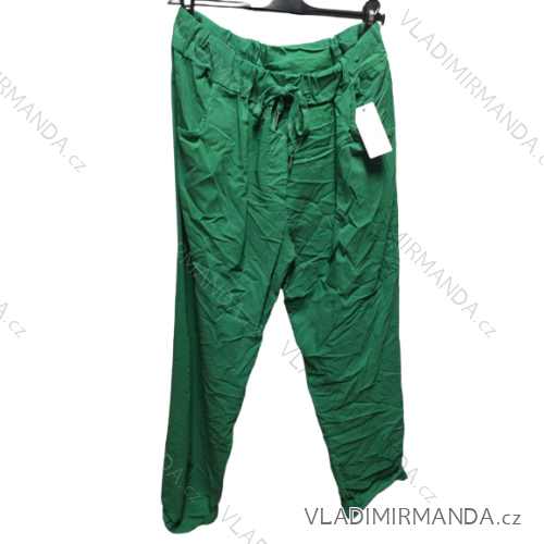 Women's oversized stretch pants (XL / 2XL ONE SIZE) ITALIAN FASHION IMC22349 XL/2XL Green