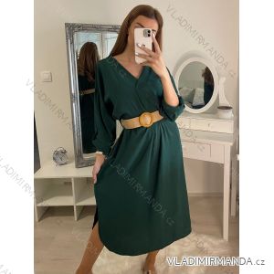 Dress elegant with belt 3/4 long sleeve women's plus size (XL/2XL ONE SIZE) ITALIAN FASHION IMC22517
