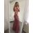 Elegant formal dress with straps for women (S / M ONE SIZE) ITALIAN FASHION IM321576 Wine S/M