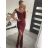 Elegant formal dress with straps for women (S / M ONE SIZE) ITALIAN FASHION IM321576 Wine S/M
