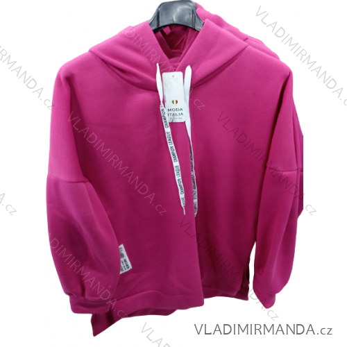 Mikina teplá s kapucí dlouhý rukáv dámská (S/M ONE SIZE) ITALSKá MODA IM722204