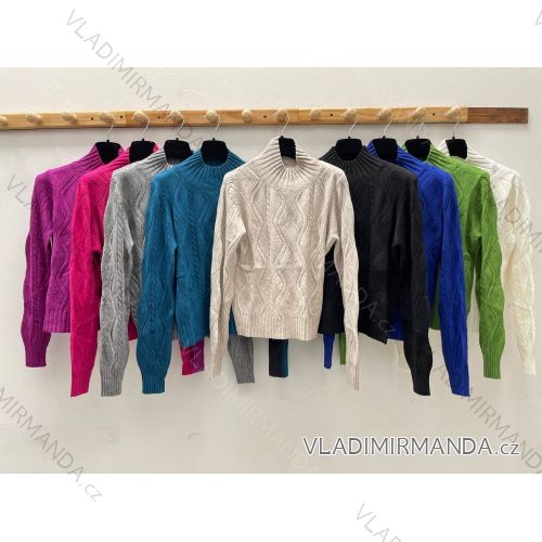 Svetr úpletový dlouhý rukáv dámský (S/M ONE SIZE) ITALSKÁ MÓDA IMPDY22XYF5111