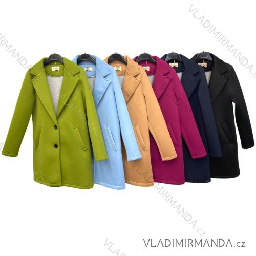Kabát podzimní koženkový dlouhý rukáv dámský (S/M ONE SIZE) ITALSKÁ MÓDA IMPLM2255500