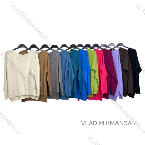Svetr úpletový dlouhý rukáv dámský (S/M ONE SIZE) ITALSKÁ MÓDA IMP22003000070