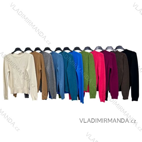 Svetr úpletový dlouhý rukáv dámský (S/M ONE SIZE) ITALSKÁ MÓDA IMP22003000070