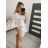 Cotton lace tunic 3/4 sleeve women (uni s / l) ITALIAN FASHION IMB22JOLA M / L white