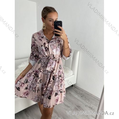 Women's Long Sleeve Shirt Dress (S/M/L ONE SIZE) ITALIAN FASHION IM622105