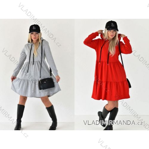 Women's Long Sleeve Hooded Sweatshirt Dress (S/M ONE SIZE) ITALIAN FASHION IMC22685