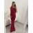 Women's elegant long dress with straps (S/M ONE SIZE) ITALIAN FASHION IMM22LS9714 red S/M