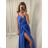 Long summer satin dress with straps women with belt (UNI S / M) ITALIAN FASHION IMM22INFINITE