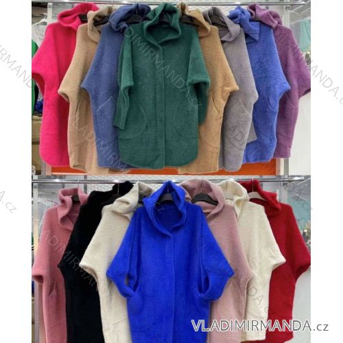 Kabát podzimní alpaka dámský (S/M/L ONE SIZE) ITALSKÁ MÓDA IMWC223348