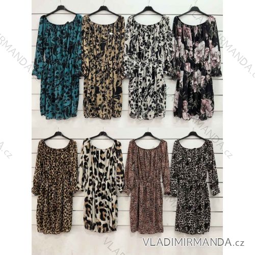 Šaty elegantní šifonové dlouhý rukáv dámské (S/M ONE SIZE) ITALSKÁ MÓDA IMWA223338