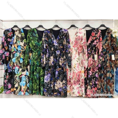Women's Plus Size Long Sleeve Chiffon Dress (XL/2XL/3XL ONE SIZE) ITALIAN FASHION IMWGS223422
