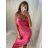 Women's long summer satin strapless dress (S / M ONE SIZE) ITALIAN FASHION IMWB222457 Pink dark S/M