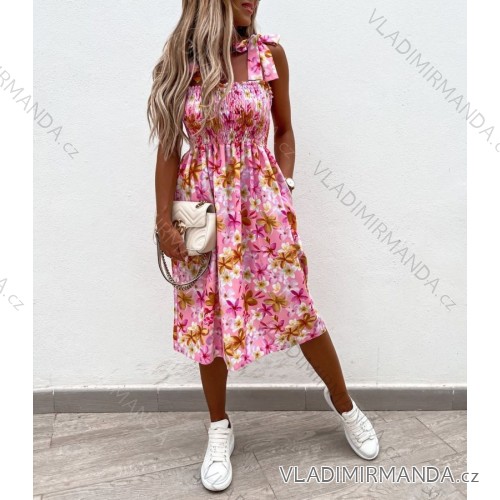 Dress with 3/4-sleeve ladies pocket (uni sl) ITALIAN Fashion IMWD20527 pink S / M