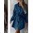 Women's Long Sleeve Leather Shirt Dress (S/M ONE SIZE) ITALIAN FASHION IMWB22281