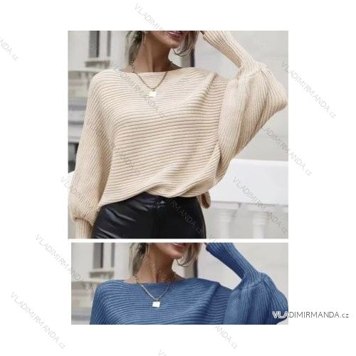 Women's Knitted Extended Long Sleeve Sweater (S/M/L ONE SIZE) ITALIAN FASHION imwb22272