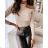 Women's Long Sleeve Knitted T-Shirt (S/M ONE SIZE) ITALIAN FASHION IMPLI222742