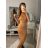 Women's Long Knitted Turtleneck Short Sleeve Dress (S/M ONE SIZE) ITALIAN FASHION IMM22FD51751