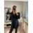 Women's Oversize Long Sleeve Shirt (S/M/L ONE SIZE) ITALIAN FASHION IMWB22243 black M / L