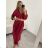 Women's Warm Long Sleeve Dress (L / XL ONE SIZE) ITALIAN FASHION IM421MIA M / L Red