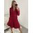 Šaty košilové dlouhý rukáv dámské (S/M ONE SIZE) ITALSKÁ MÓDA IMWB22192 S/M Wine
