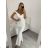 Šaty elegantní dlouhý rukáv dámské (S/M ONE SIZE) ITALSKÁ MÓDA IMM211535 white S/M