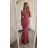 Elegant formal dress with straps for women (S / M ONE SIZE) ITALIAN FASHION IM321576 Wine S/M