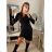 Women's Elegant Long Sleeve Shirt Dress (S/M ONE SIZE) ITALIAN FASHION IMWB22273 S/M Black