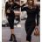 Women's elegant party long sleeve dress (S/M ONE SIZE) ITALIAN FASHION IM322282 Creamy S/M