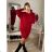 Women's Knitted Extended Long Sleeve Sweater (S/M/L ONE SIZE) ITALIAN FASHION imwb22272 Gray M / L