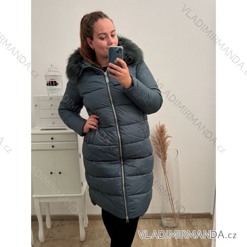 Kabát zimní dámský nadrozměr (3XL-7XL) LIBLAN POLSKÁ MÓDA LIB22LD-7778 Green 7XL