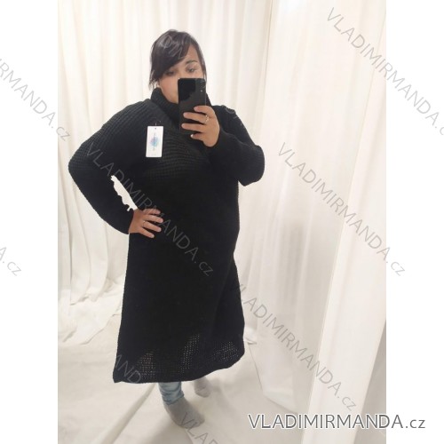 Šaty teplé dlouhý rukáv dámská (L/XL ONE SIZE) ITALSKá MóDA IM4212508 black L / XL one size