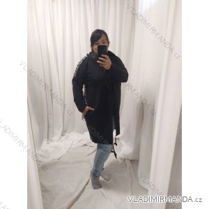 Cardigan s kapucí bavlněný dlouhý rukáv dámský (2XL/3XL/4XL ONE SIZE) ITALSKÁ MÓDA IMC22500