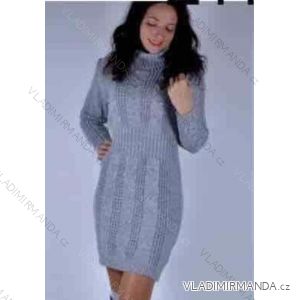 Women's Long Knitted Turtleneck Short Sleeve Dress (S/M ONE SIZE) ITALIAN FASHION IMM22FD51751