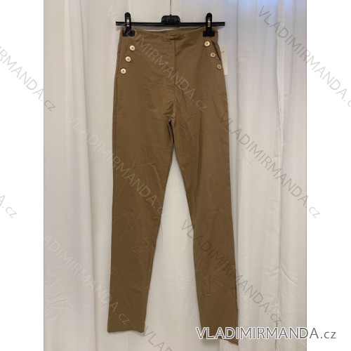 Women's Elegant Long Pants (S/M ONE SIZE) ITALIAN FASHION IMWB22197 Brown S/M