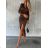 Women's Elegant Long Sleeve Midi Dress (S/M ONE SIZE) ITALIAN FASHION IMD22941