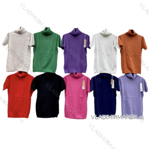 Women's Short Sleeve Knitted Turtleneck Sweater (S/M ONE SIZE) ITALIAN FASHION IMD22947