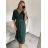 Women's Long Knitted Turtleneck Short Sleeve Dress (S/M ONE SIZE) ITALIAN FASHION IMM229012ZO