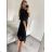 Women's Long Knitted Turtleneck Short Sleeve Dress (S/M ONE SIZE) ITALIAN FASHION IMM229012ZO