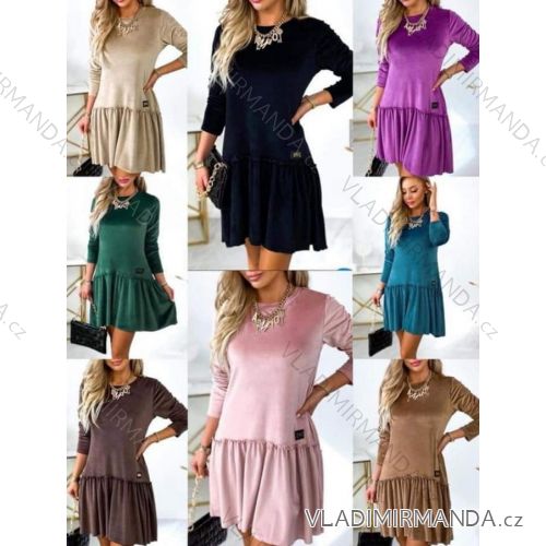 Women's Warm Velvet Long Sleeve Dress (S/M ONE SIZE) ITALIAN FASHION IMD22955