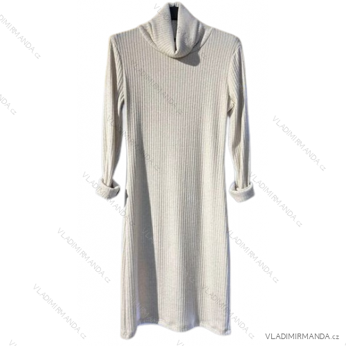 Šaty úpletové s rolákem dlouhý rukáv dámské (S/M ONE SIZE) ITALSKÁ MÓDA IMM22UN22172