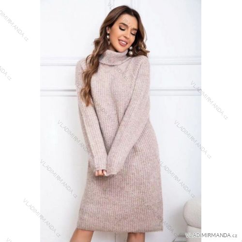 Women's Long Sleeve Turtleneck Knitted Dress (S/M ONE SIZE) ITALIAN FASHION IMWC223598
