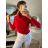 Women's Long Sleeve Sweater (S / M ONE SIZE) ITALIAN FASHION IMM219072 red S/M