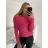 Women's Long Sleeve Sweater (S / M ONE SIZE) ITALIAN FASHION IMM219072 red S/M